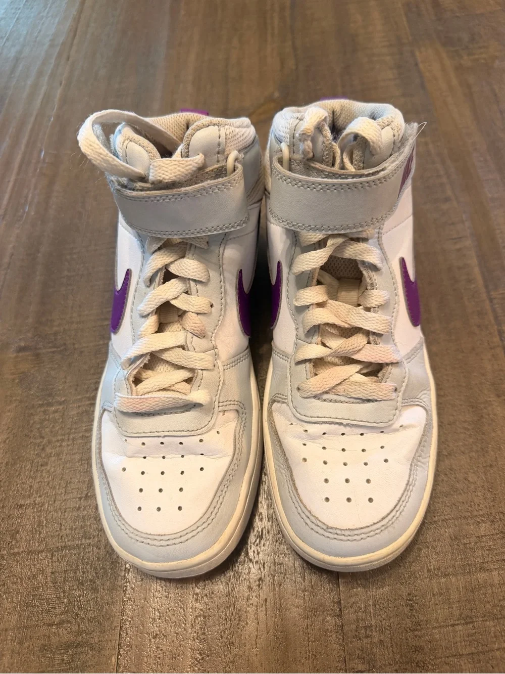 Nike Court Borough Mid 2 GS Pure Platinum Vivid Purple Girl's SZ 4.5Y CD7782-009
